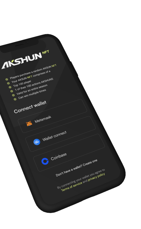 Akshun left inclined phone with dApp